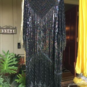 Beaded silk evening gown